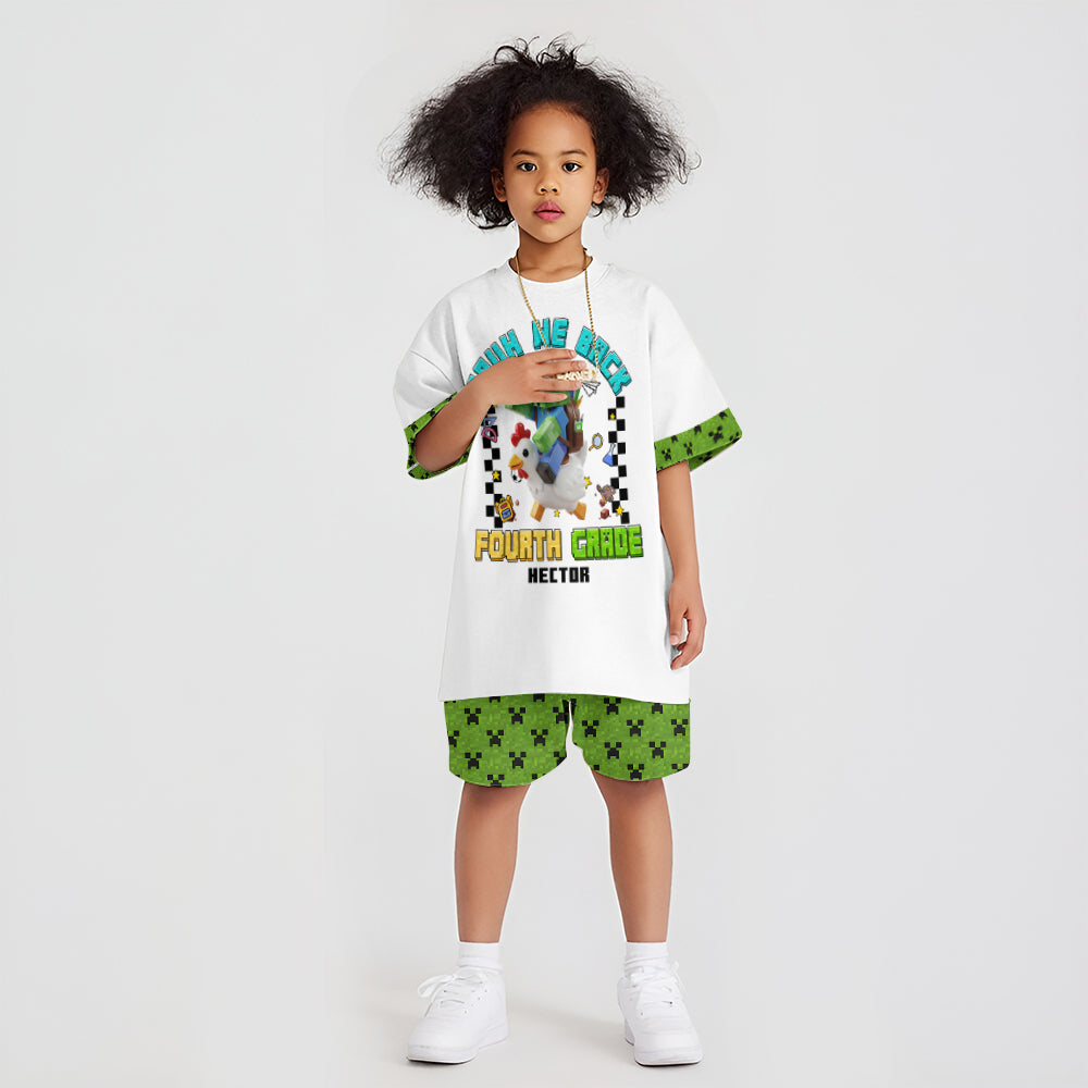 Bruh We Back - Personalized Block World Kid T-shirt & Shorts