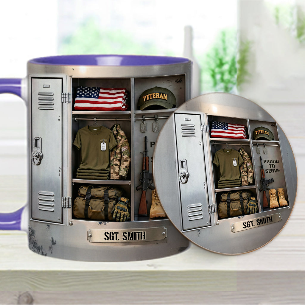 PROUD TO SERVE - Personalized Veteran Accent Mug & Coaster