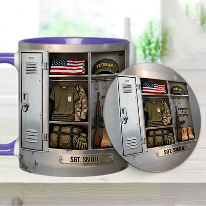PROUD TO SERVE - Personalized Veteran Accent Mug & Coaster