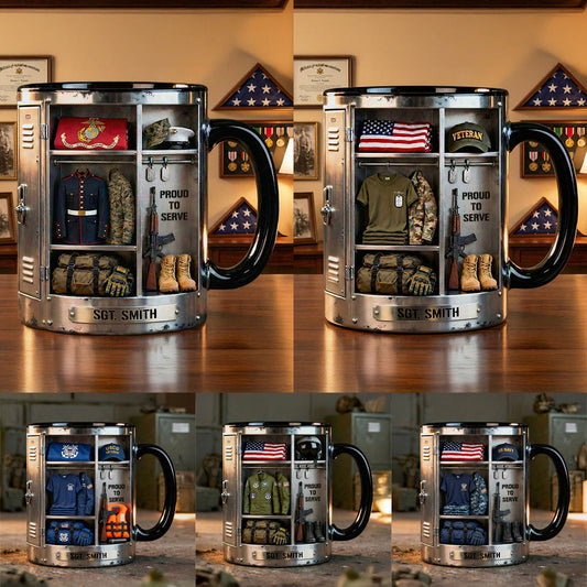 PROUD TO SERVE - Personalized Veteran Accent Mug & Coaster