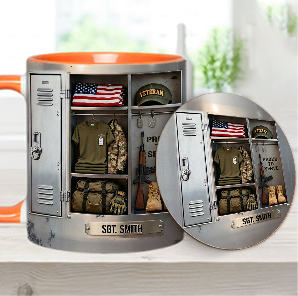 PROUD TO SERVE - Personalized Veteran Accent Mug & Coaster
