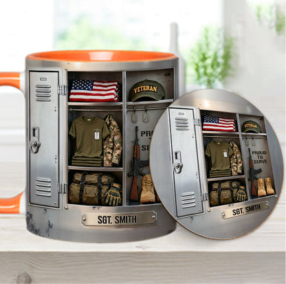PROUD TO SERVE - Personalized Veteran Accent Mug & Coaster