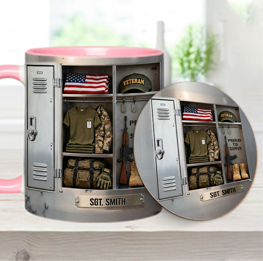PROUD TO SERVE - Personalized Veteran Accent Mug & Coaster