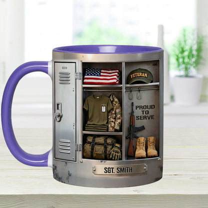PROUD TO SERVE - Personalized Veteran Accent Mug & Coaster