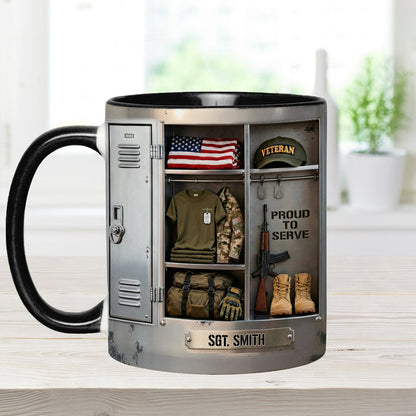PROUD TO SERVE - Personalized Veteran Accent Mug & Coaster