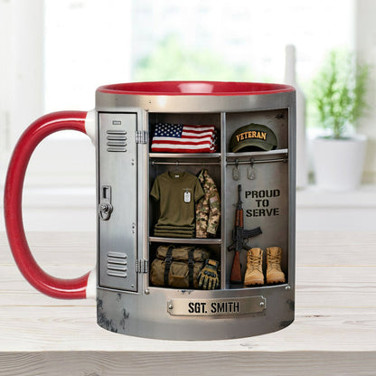 PROUD TO SERVE - Personalized Veteran Accent Mug & Coaster