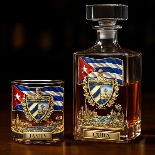 Proud Cuba - Personalized Expats Whiskey Decanter Set