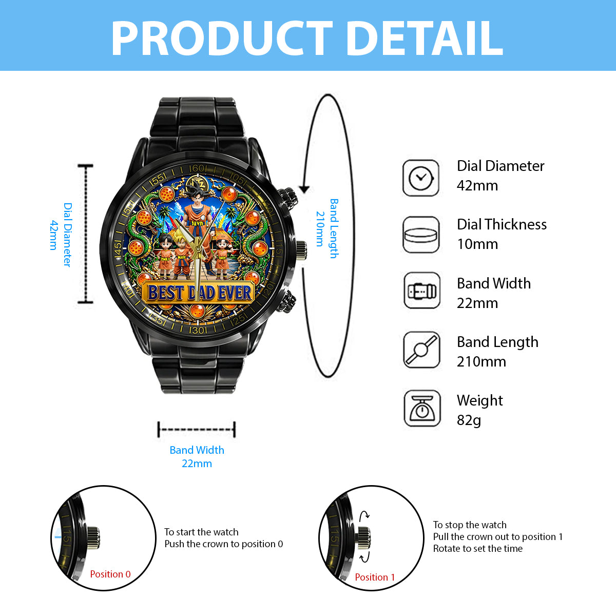 Super Dad - Personalized Seven Balls Hand Watch