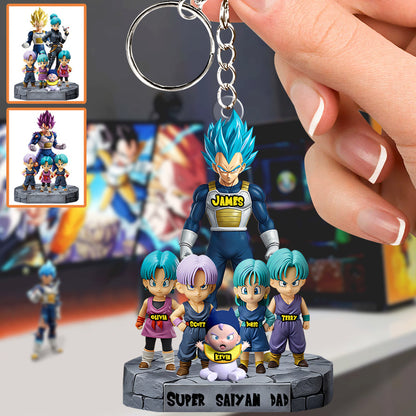 Brave Dad - Personalized Seven Balls Custom Shaped Keychain