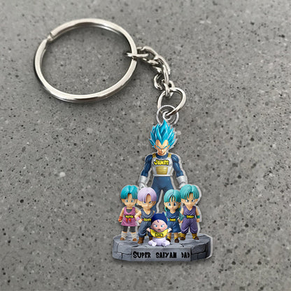 Brave Dad - Personalized Seven Balls Custom Shaped Keychain