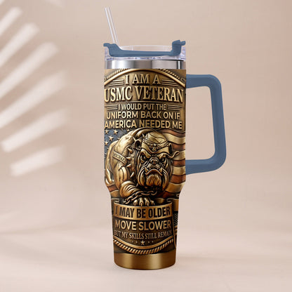 Semper Fidelis Bulldog - Personalized Veteran Tumbler With Handle