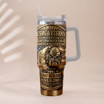 Semper Fidelis Bulldog - Personalized Veteran Tumbler With Handle
