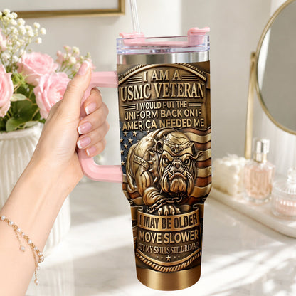 Semper Fidelis Bulldog - Personalized Veteran Tumbler With Handle