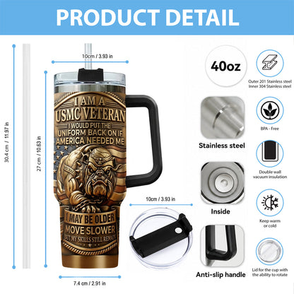 Semper Fidelis Bulldog - Personalized Veteran Tumbler With Handle