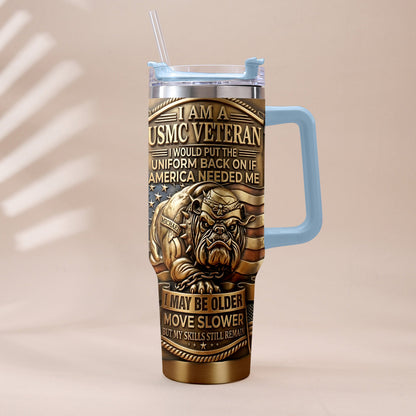 Semper Fidelis Bulldog - Personalized Veteran Tumbler With Handle