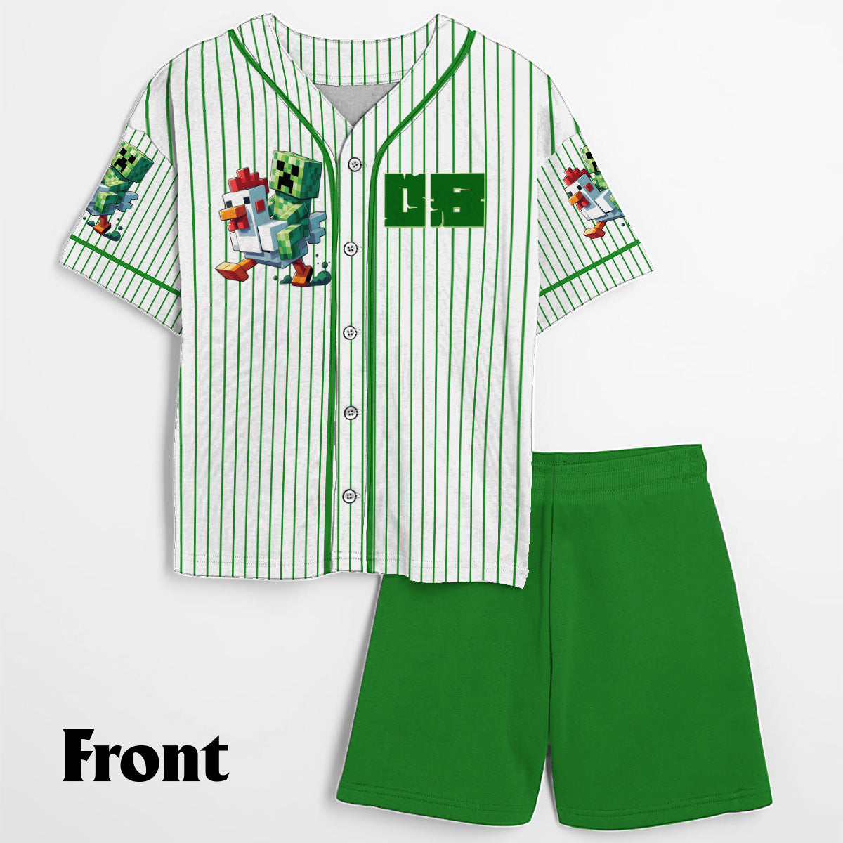 Chicken Jockey - Personalized Block World Kid Jersey Shirt & Shorts