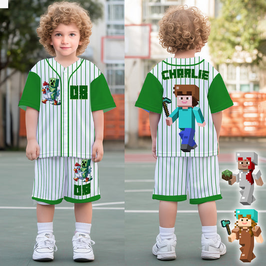 Fun Block World - Personalized Block World Kid Jersey Shirt & Shorts