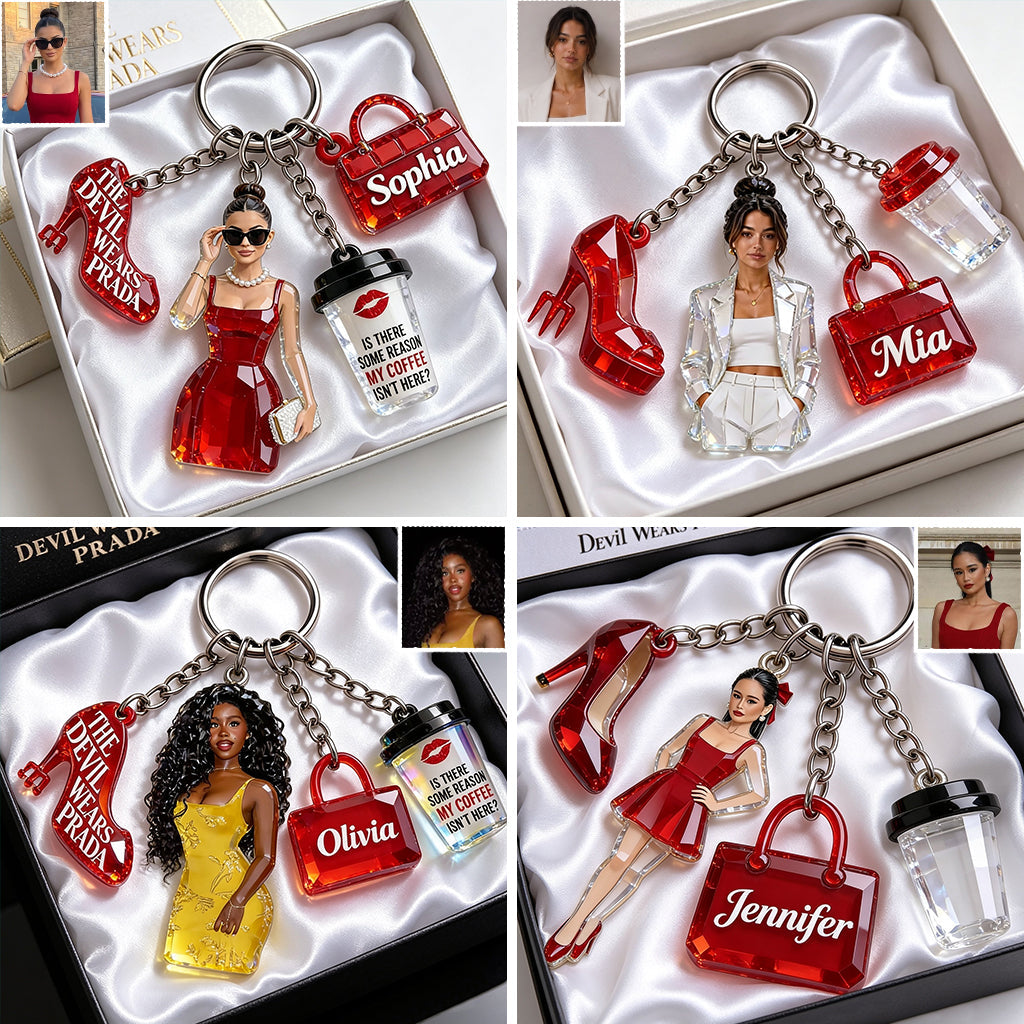 Red Fashion Devil - Personalized Premium Keychain With Charms