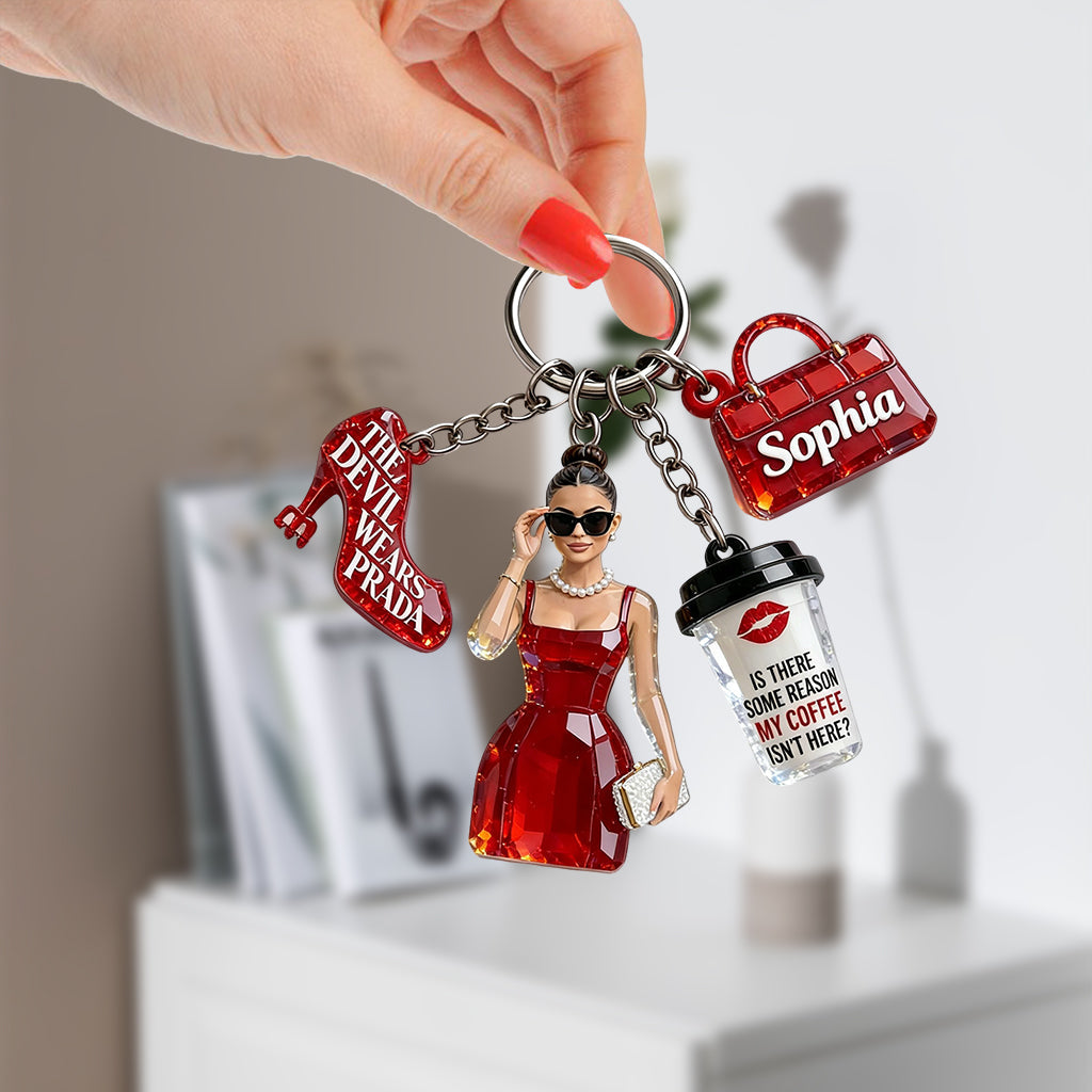 Red Fashion Devil - Personalized Premium Keychain With Charms