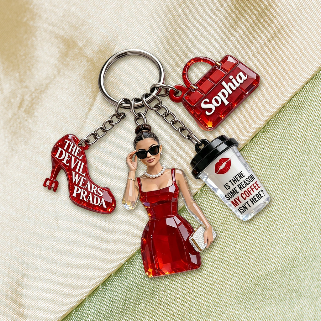 Red Fashion Devil - Personalized Premium Keychain With Charms