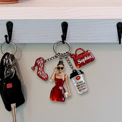 Red Fashion Devil - Personalized Premium Keychain With Charms