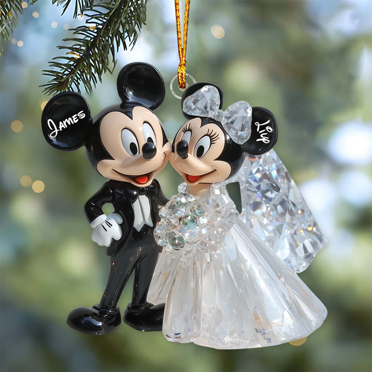 Cute Mouse Wedding Couple - Personalized Mouse Ornament