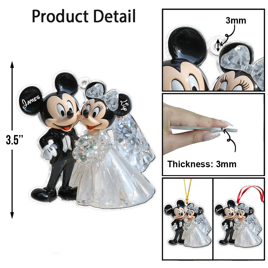 Cute Mouse Wedding Couple - Personalized Mouse Ornament