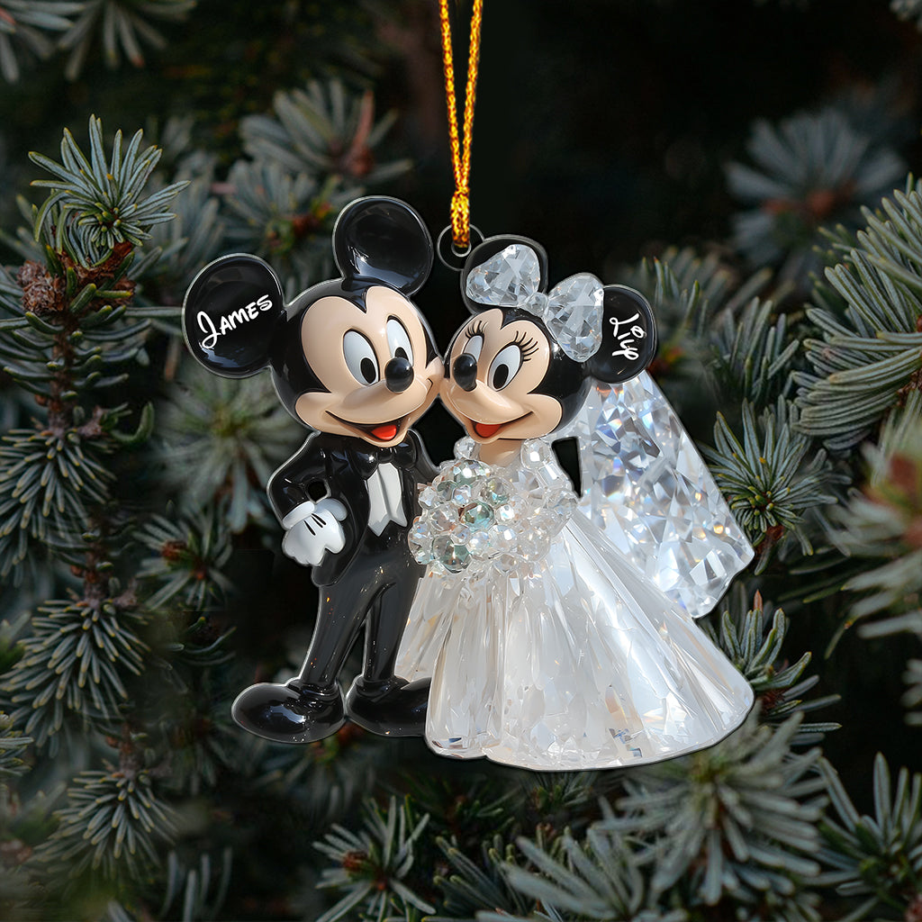 Cute Mouse Wedding Couple - Personalized Mouse Ornament