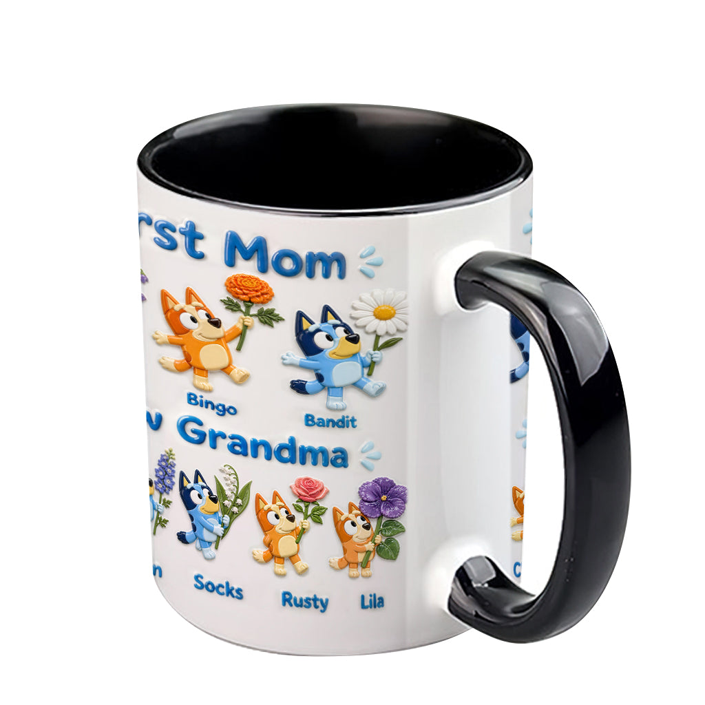 First Mom, Now Grandma - Personalized Blue Dog Accent Mug