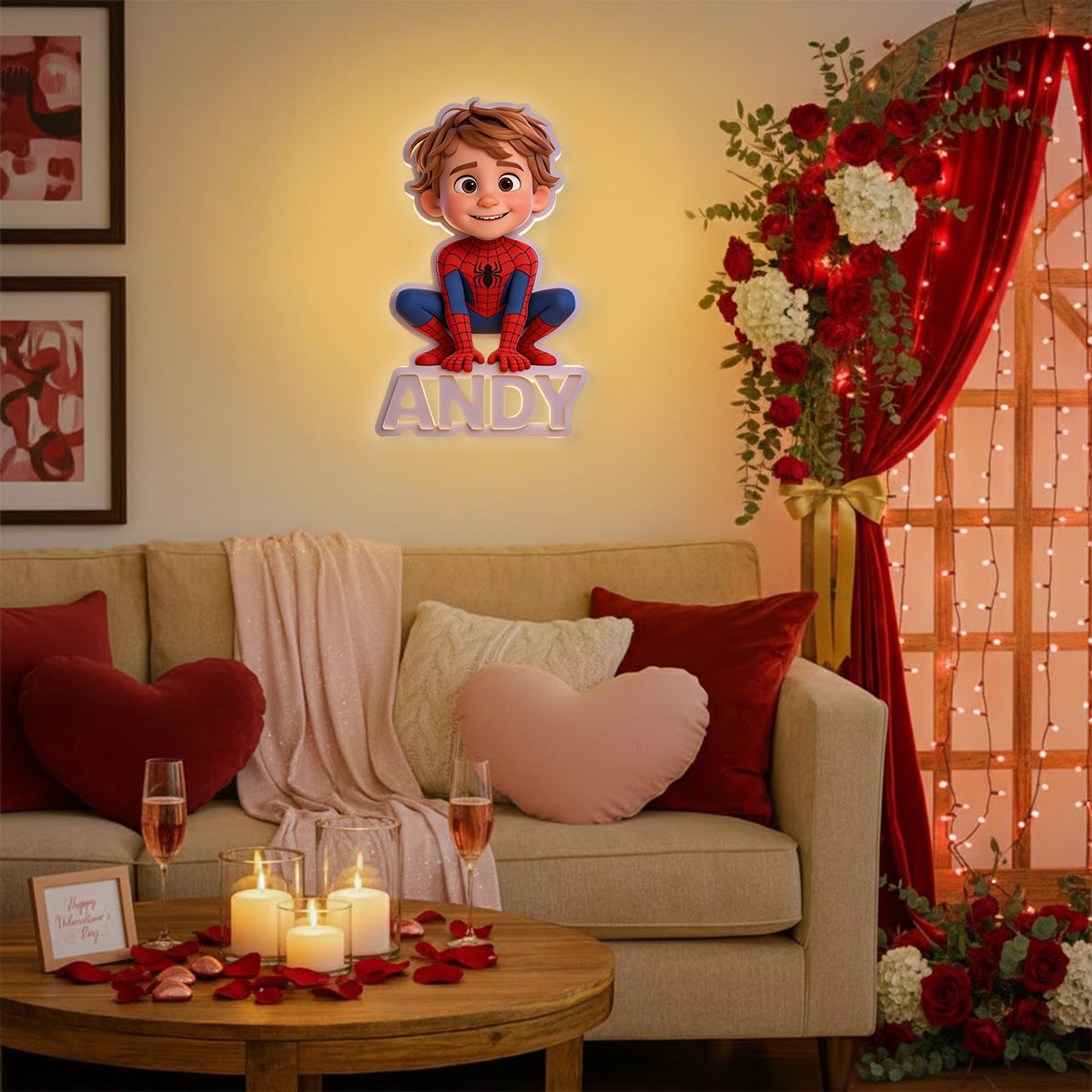 Custom Spider Hero From Photo - Personalized Kid LED Light Acrylic Sign