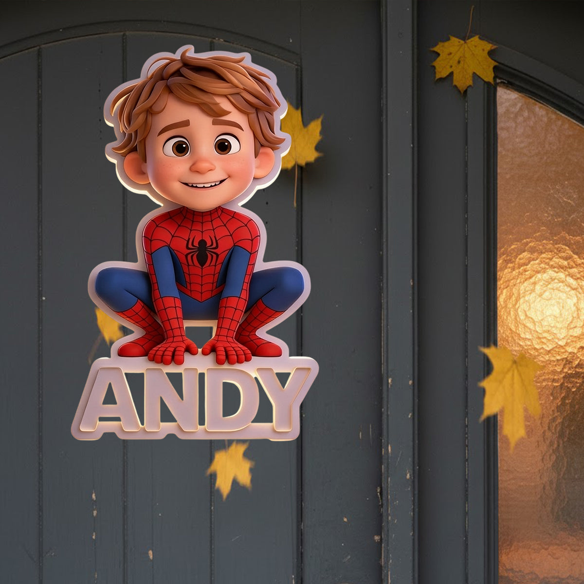 Custom Spider Hero From Photo - Personalized Kid LED Light Acrylic Sign