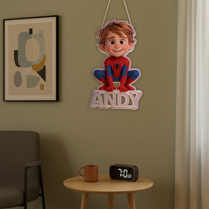 Custom Spider Hero From Photo - Personalized Kid LED Light Acrylic Sign