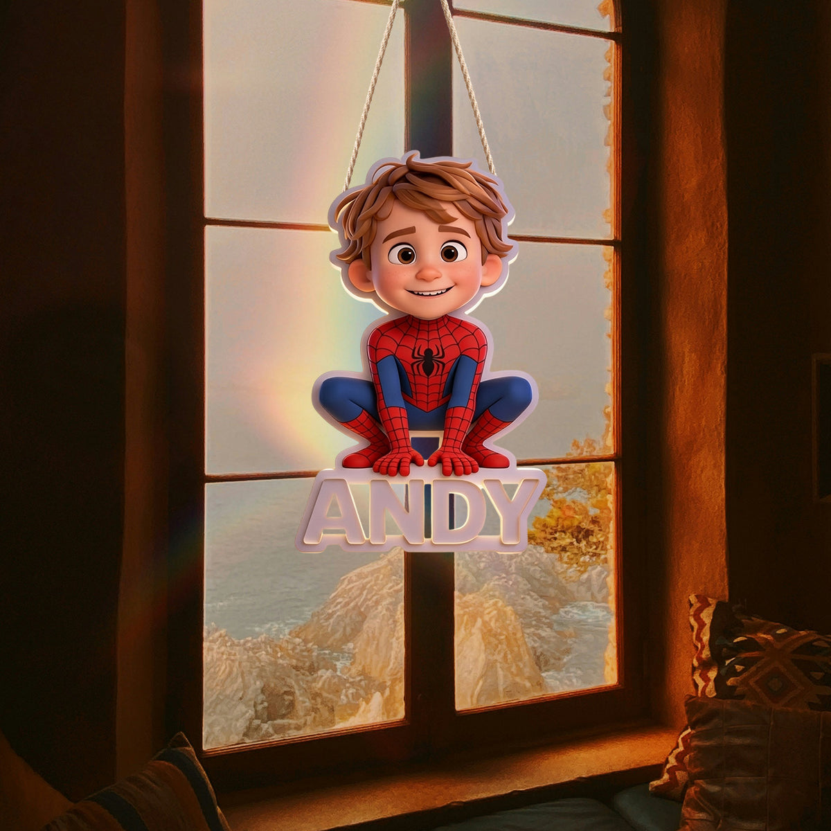 Custom Spider Hero From Photo - Personalized Kid LED Light Acrylic Sign
