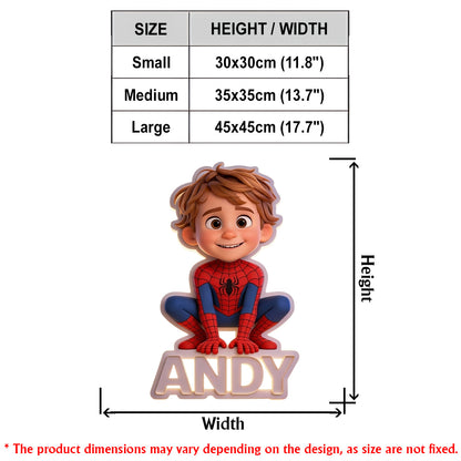 Custom Spider Hero From Photo - Personalized Kid LED Light Acrylic Sign