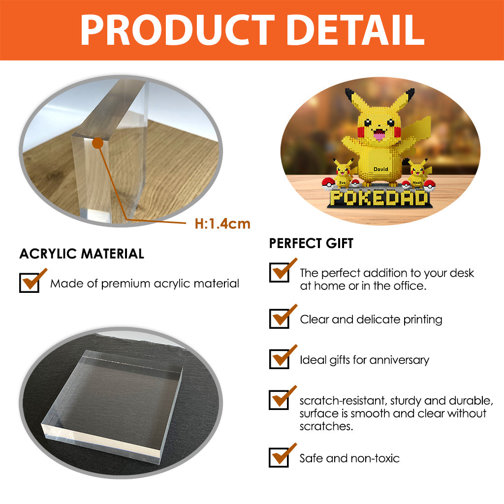 Pokedad - Personalized Monster Trainer Custom Shaped Acrylic Plaque