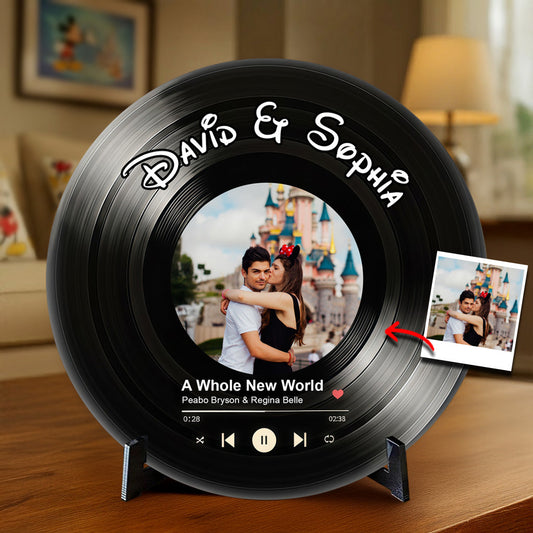 Vinyl Record with Photo - Personalized Couple Custom Shaped Acrylic Plaque