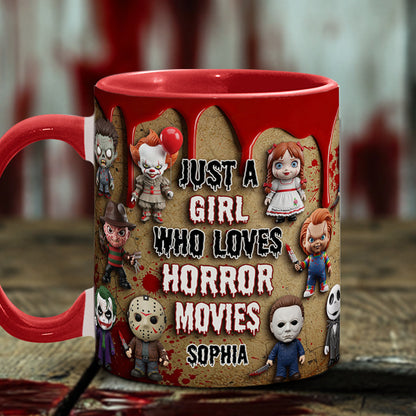 Just A Girl Who Loves Horror Movies - Personalized Accent Mug