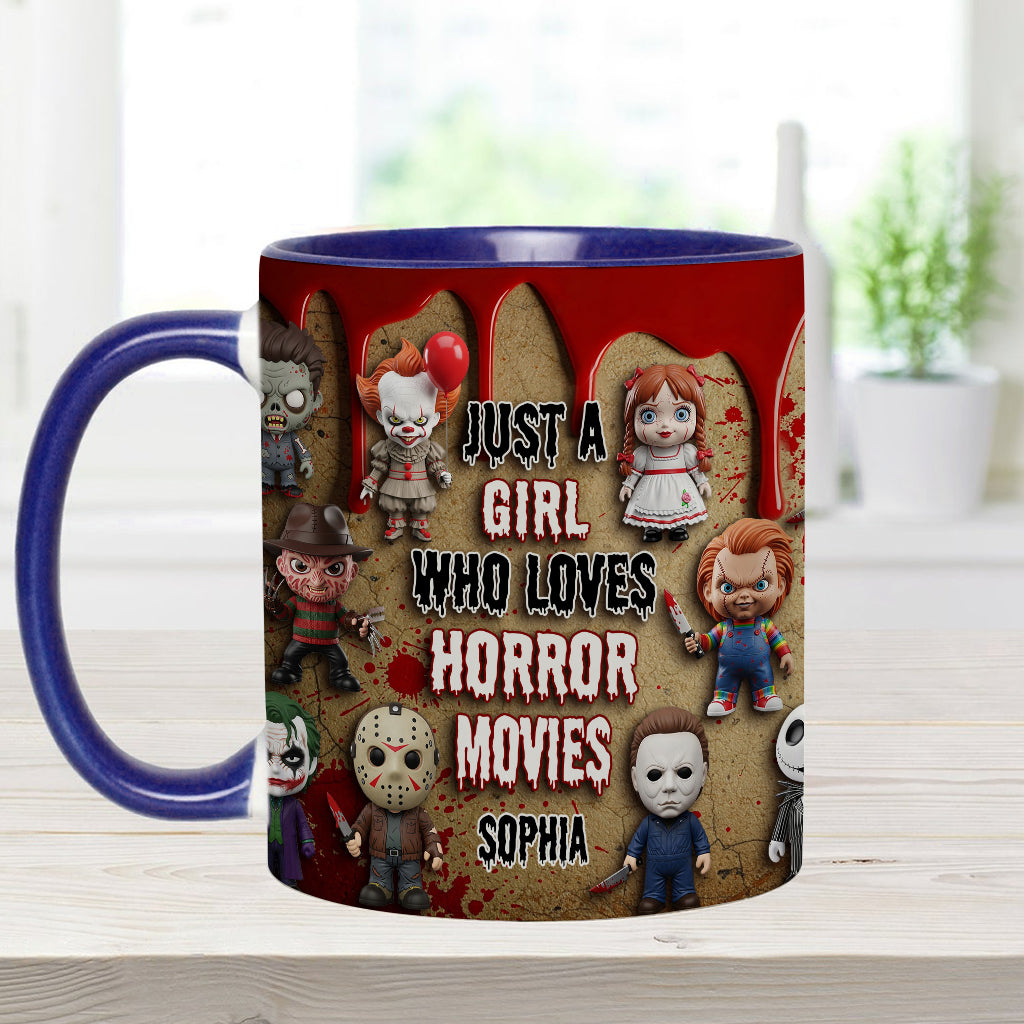 Just A Girl Who Loves Horror Movies - Personalized Accent Mug
