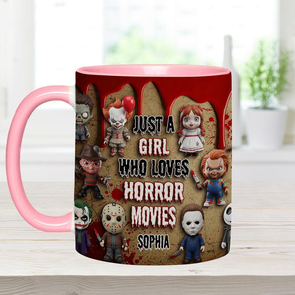 Just A Girl Who Loves Horror Movies - Personalized Accent Mug