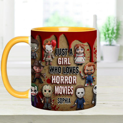 Just A Girl Who Loves Horror Movies - Personalized Accent Mug