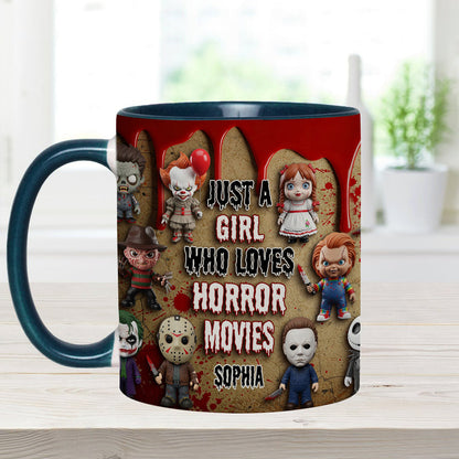 Just A Girl Who Loves Horror Movies - Personalized Accent Mug