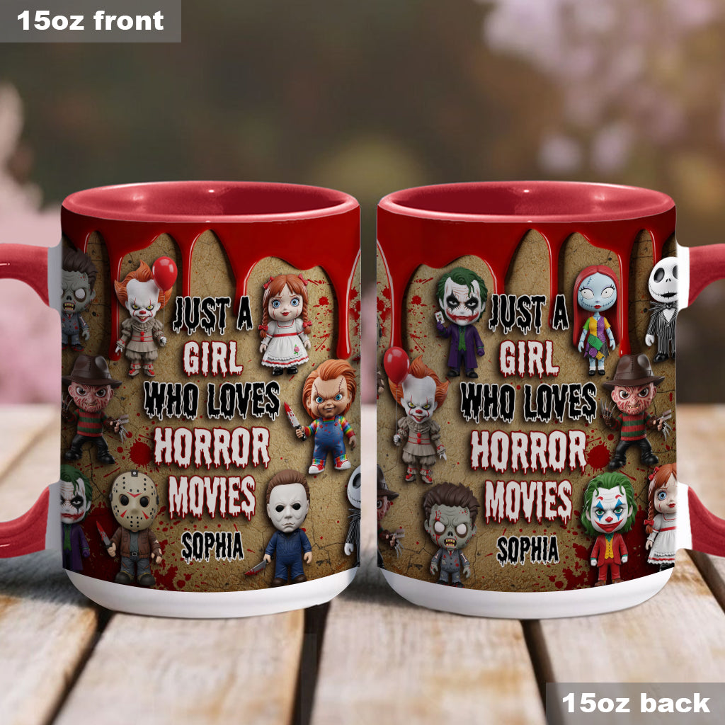 Just A Girl Who Loves Horror Movies - Personalized Accent Mug