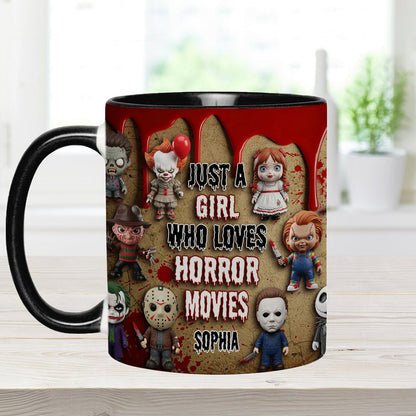 Just A Girl Who Loves Horror Movies - Personalized Accent Mug