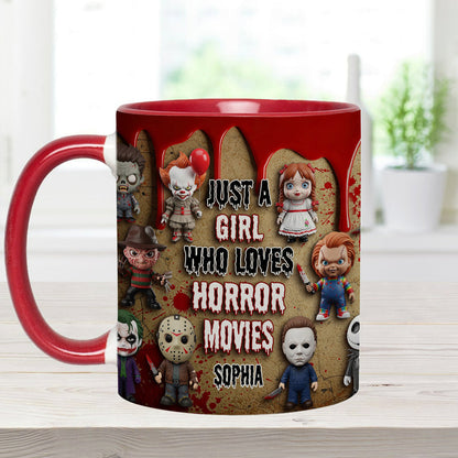 Just A Girl Who Loves Horror Movies - Personalized Accent Mug