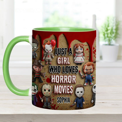 Just A Girl Who Loves Horror Movies - Personalized Accent Mug