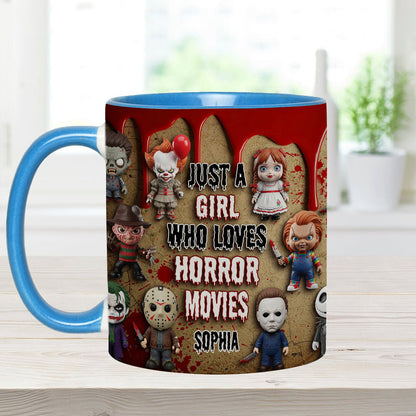Just A Girl Who Loves Horror Movies - Personalized Accent Mug