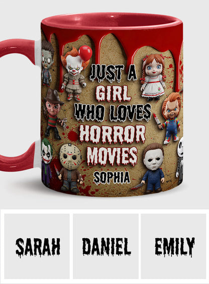 Just A Girl Who Loves Horror Movies - Personalized Accent Mug