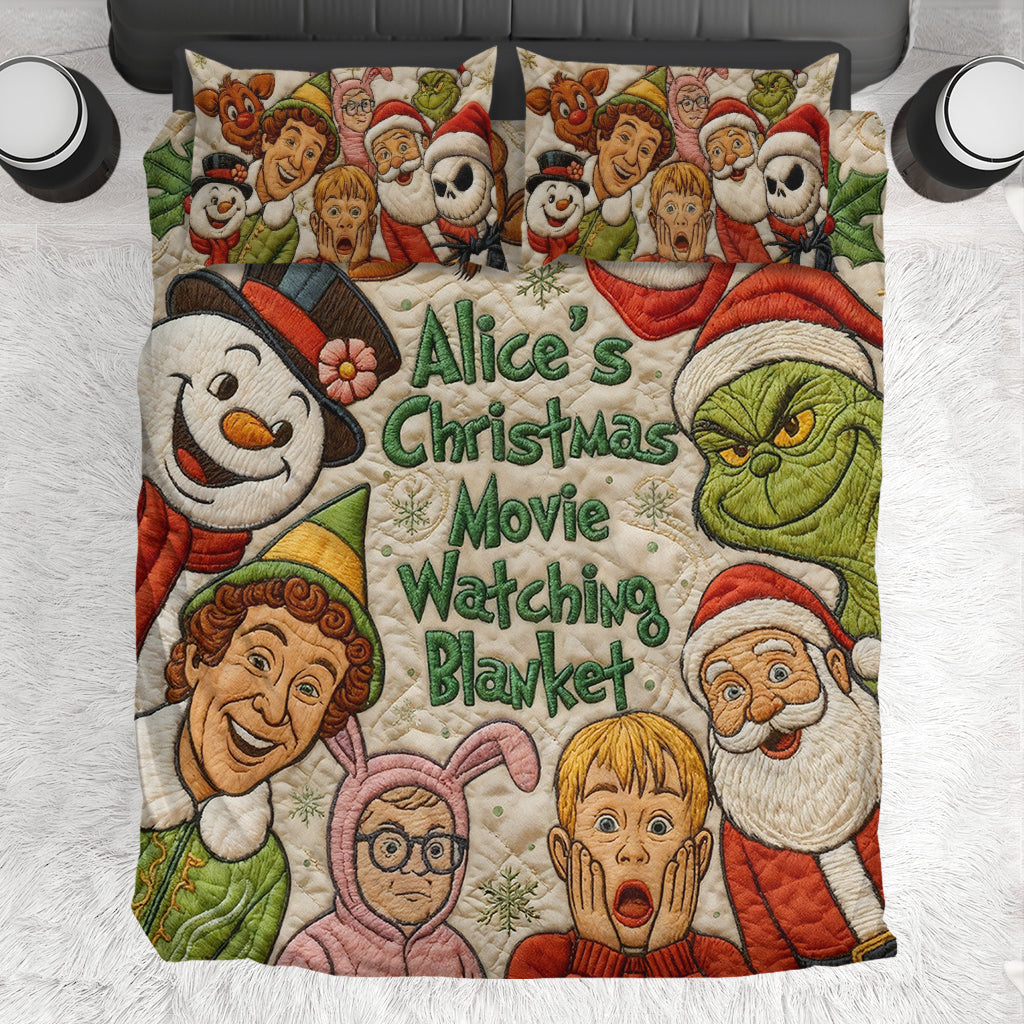 Christmas Movie Watching Blanket - Personalized Bedding Set