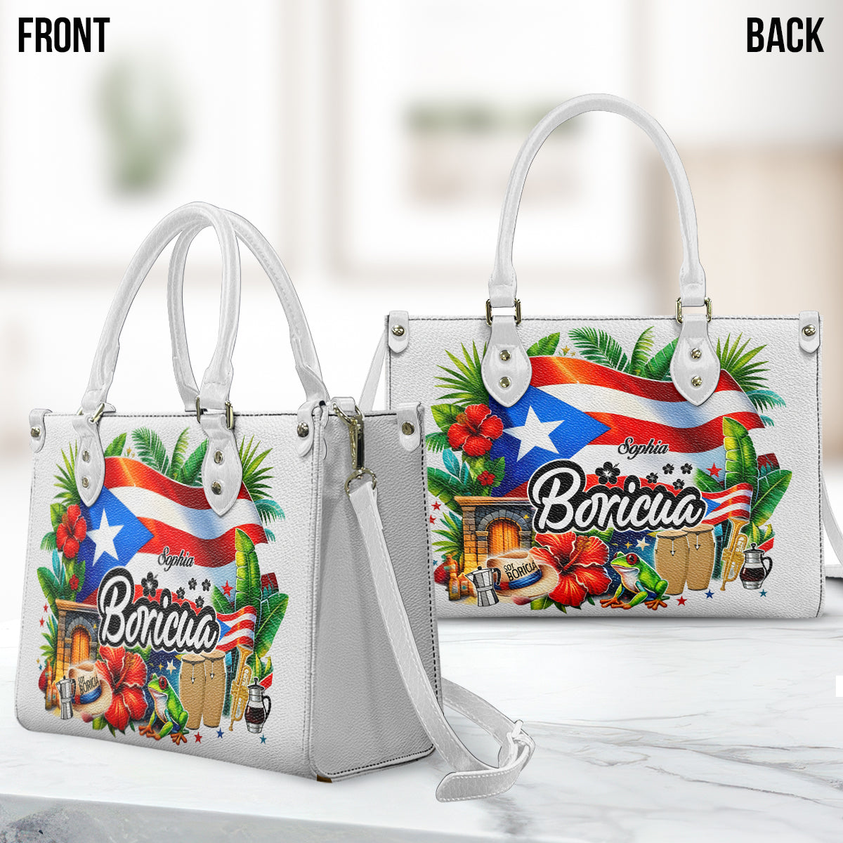 Boricua - Personalized Expats Leather Handbag