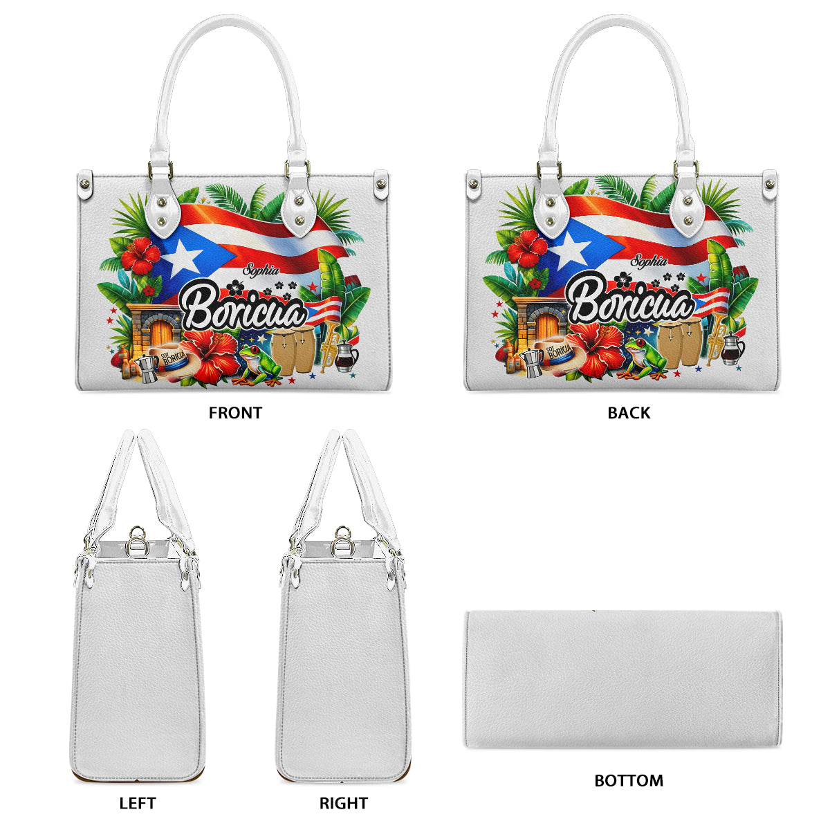Boricua - Personalized Expats Leather Handbag